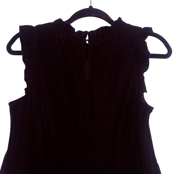 J. Crew Factory Dress Womens Size 2 Black Velour Tiered Flowy Vanilla Girl - Picture 6 of 8